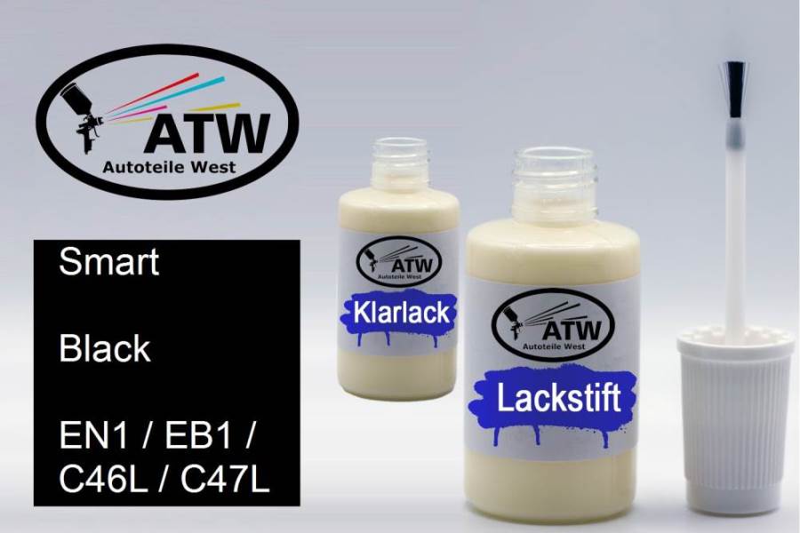 Smart, Black, EN1 / EB1 / C46L / C47L: 20ml Lackstift + 20ml Klarlack - Set, von ATW Autoteile West.